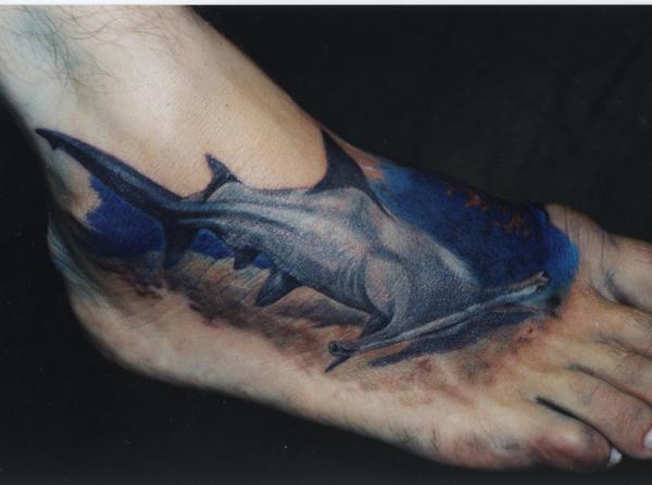 Tattoo by Mike Sirot. There are nine known species of hammerhead shark.