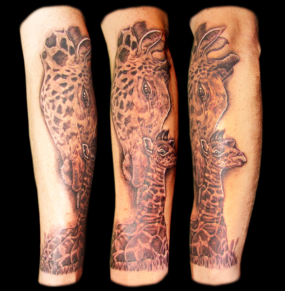 Tattoo by Andrew Sussman. Recently a much loved South African giraffe, 