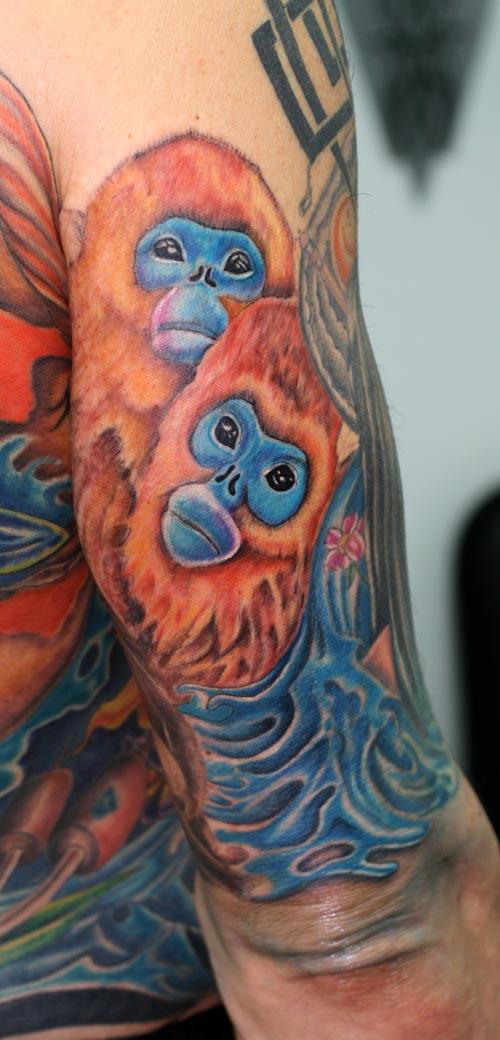 Tattoo by Don owner at Art in Motion Golden snubnosed monkeys are Old 