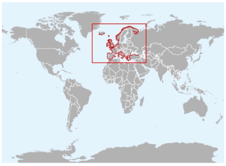 Geographical region of Atlantic Sturgeon map